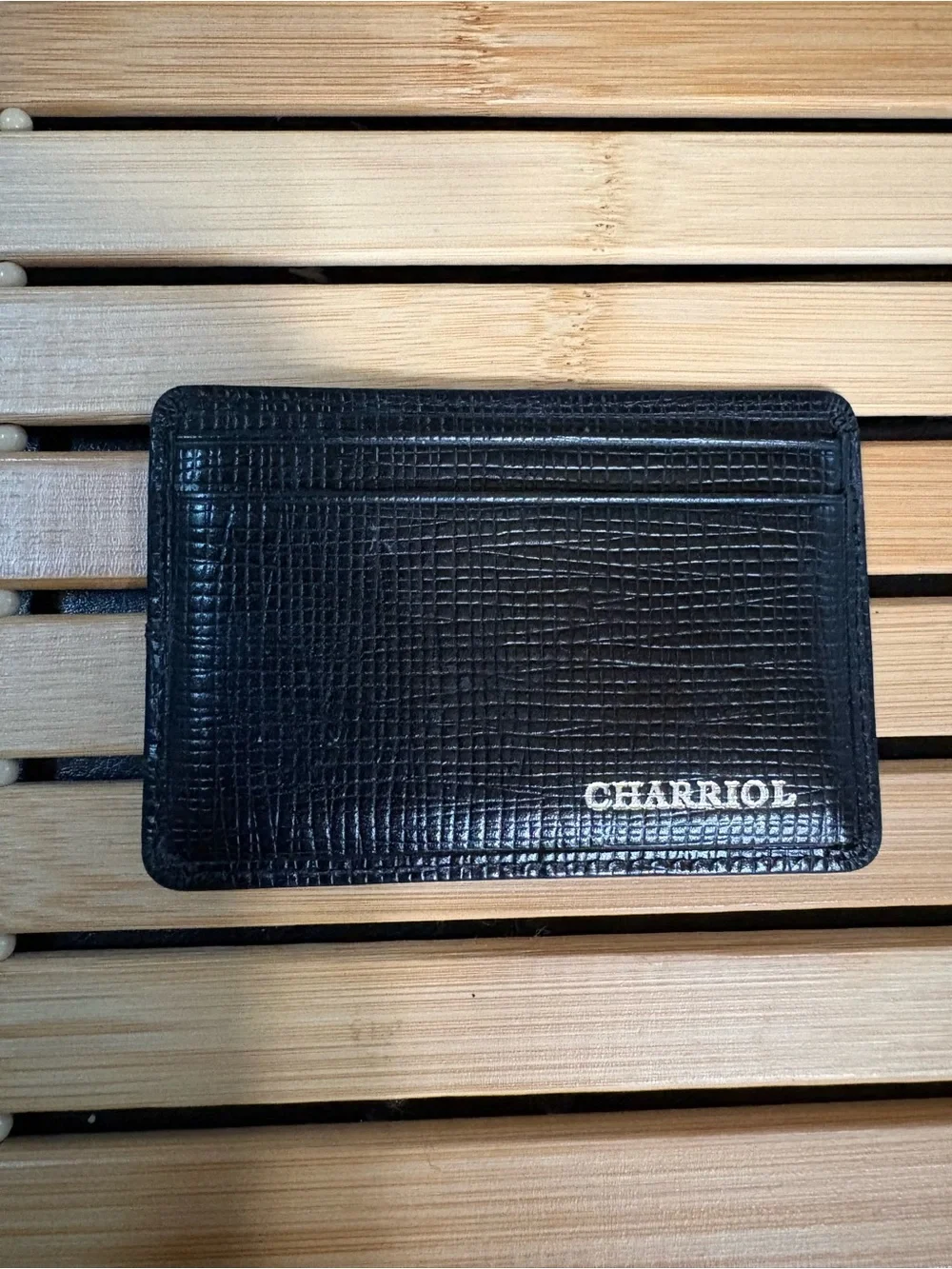 CHARIROL Black Textured Leather Card Holder